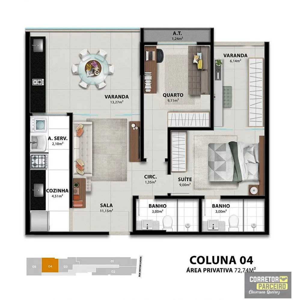 Apartamento, 2 quartos, 73 m² - Foto 1