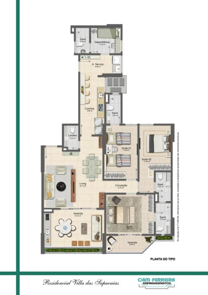 Apartamento, 3 quartos, 142 m² - Foto 2