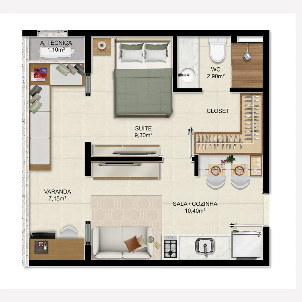 Apartamento, 1 quarto, 29 m² - Foto 2