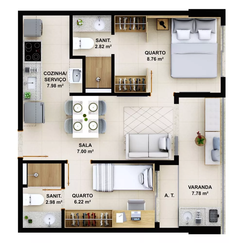 Apartamento, 2 quartos, 54 m² - Foto 7