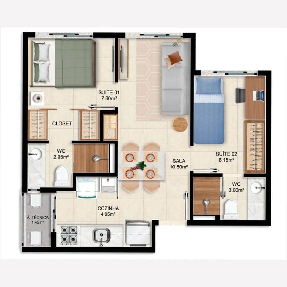 Apartamento, 2 quartos, 36 m² - Foto 1