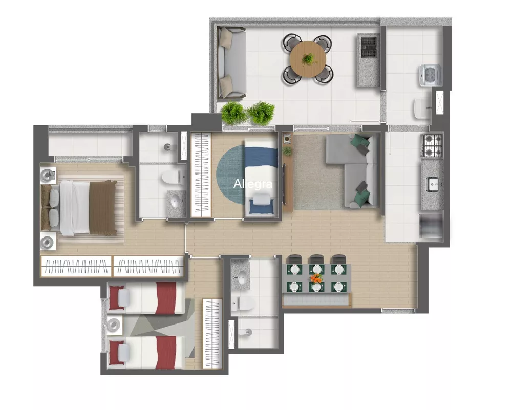 Apartamento à venda com 3 quartos, 74m² - Foto 2