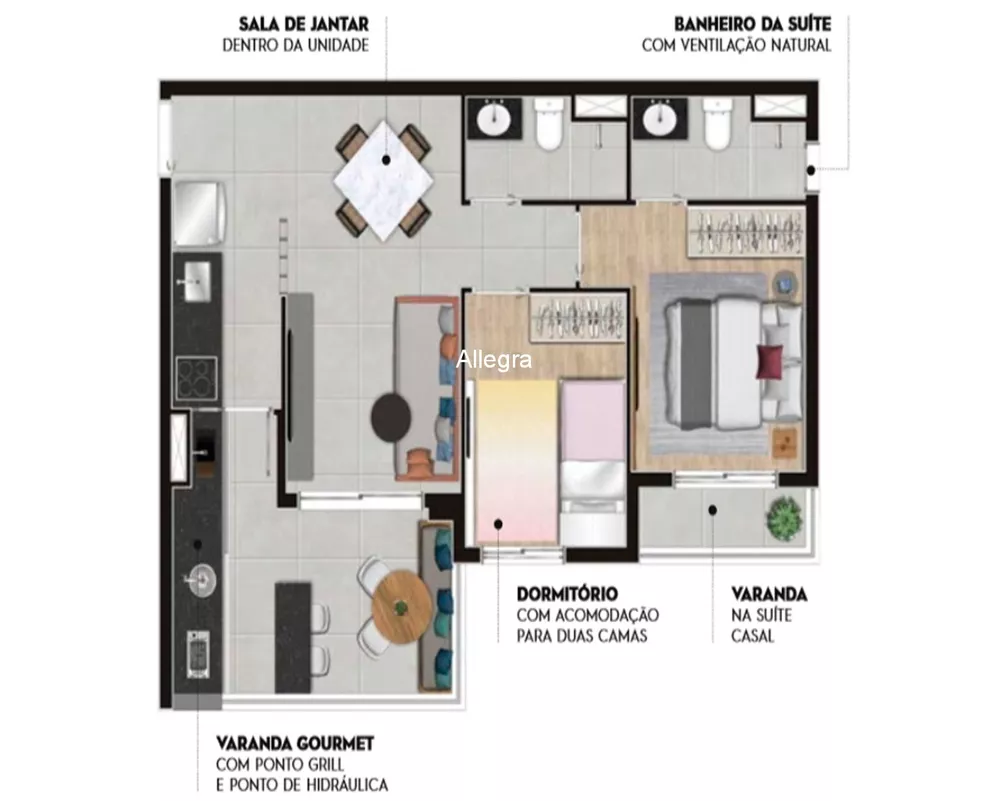 Apartamento à venda com 2 quartos, 61m² - Foto 3