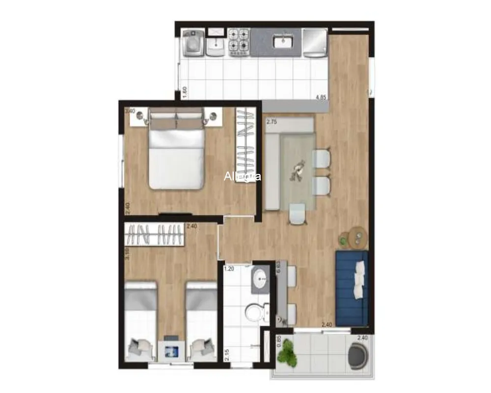 Apartamento, 2 quartos, 44 m² - Foto 4