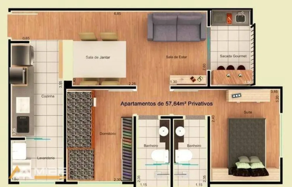 Apartamento, 2 quartos, 57 m² - Foto 9
