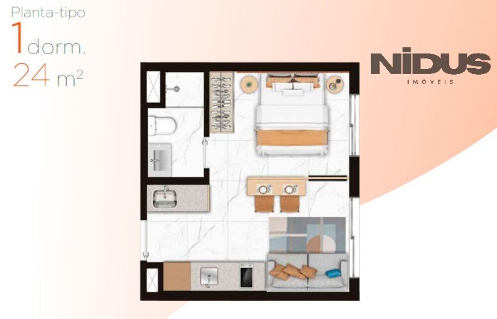 Apartamento à venda com 1 quarto, 24m² - Foto 2