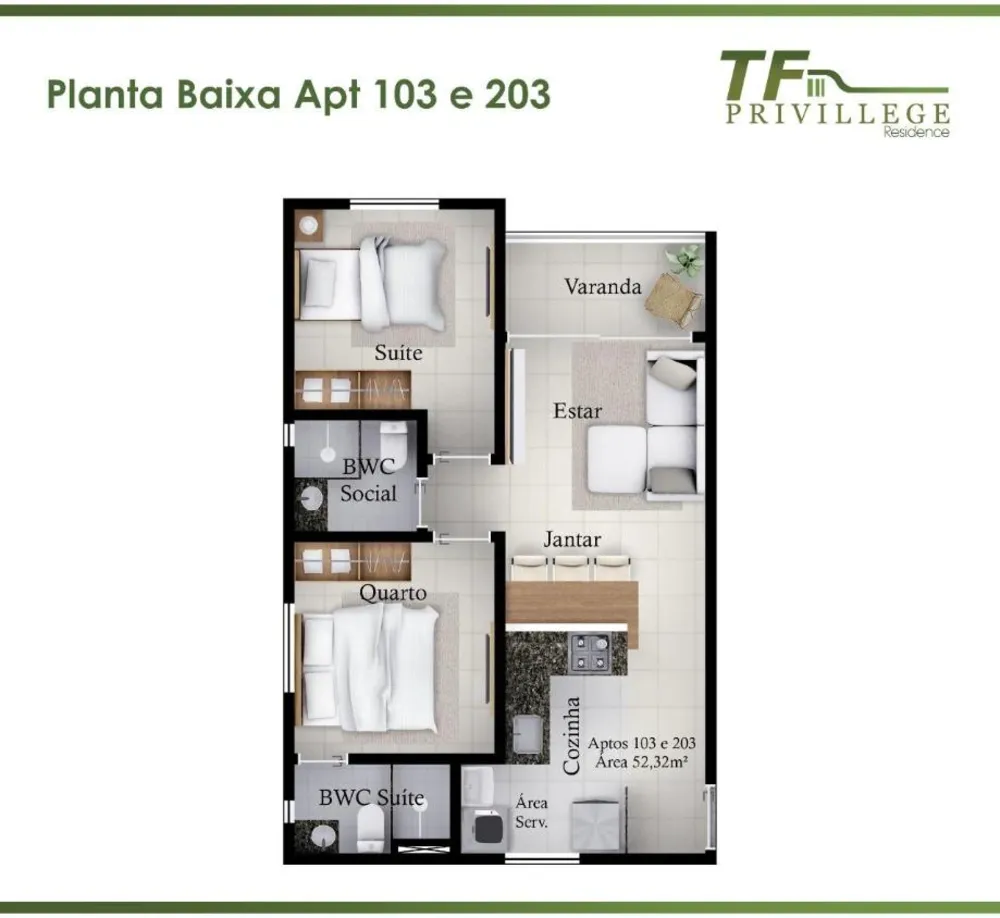 Apartamento, 2 quartos, 52 m² - Foto 3
