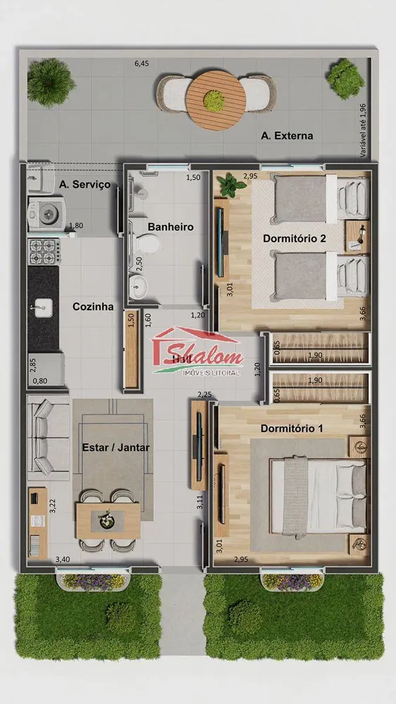 Casa, 2 quartos, 62 m² - Foto 8