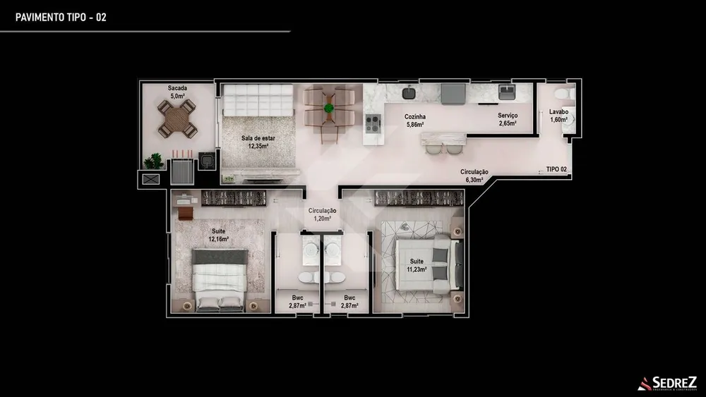 Apartamento, 2 quartos, 74 m² - Foto 12
