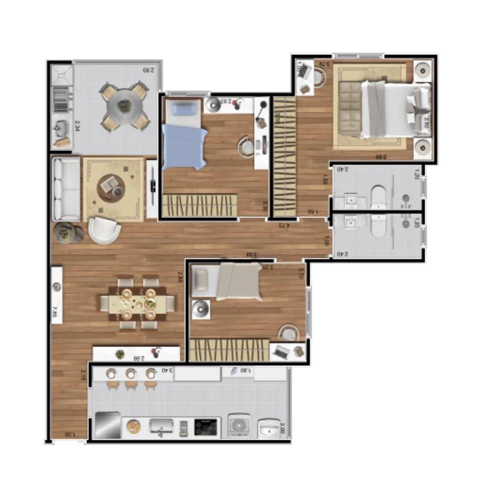 Apartamento, 3 quartos, 90 m² - Foto 3