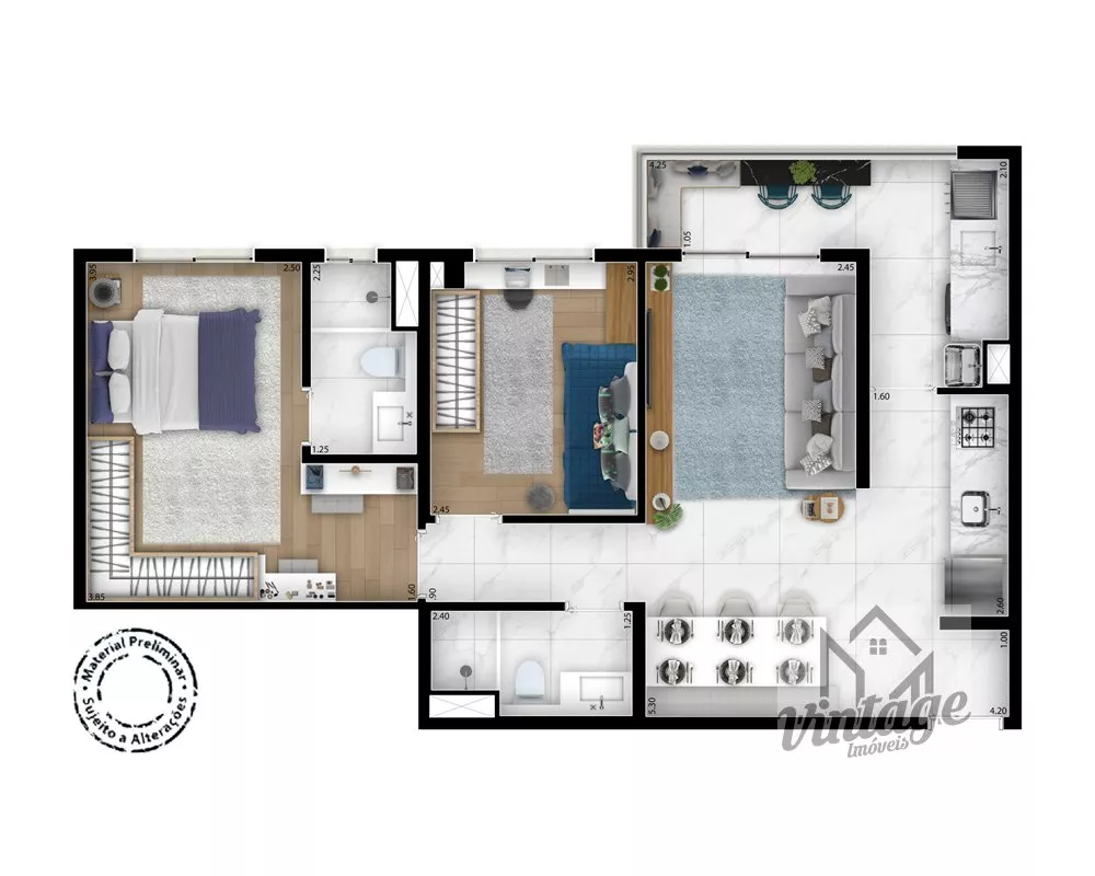 Apartamento à venda com 2 quartos, 56m² - Foto 2