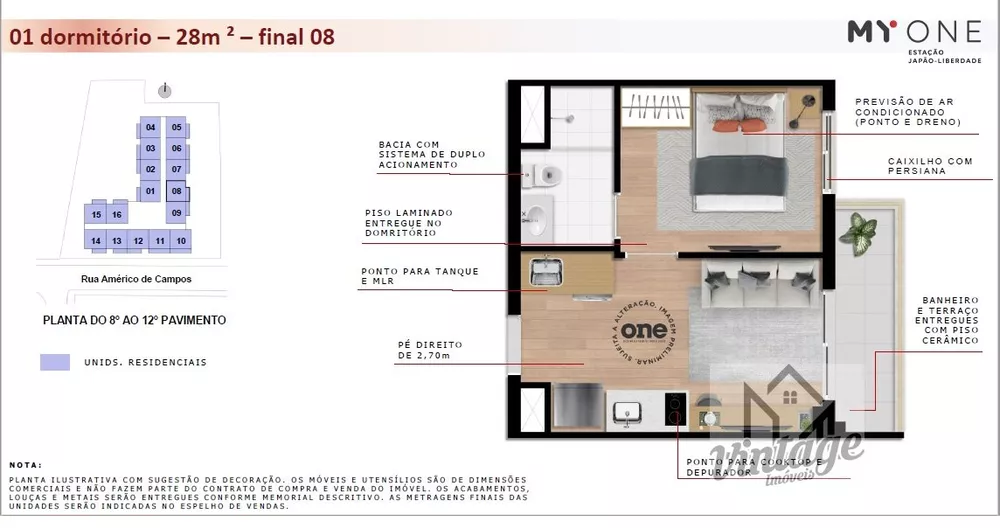 Apartamento à venda com 1 quarto, 28m² - Foto 3