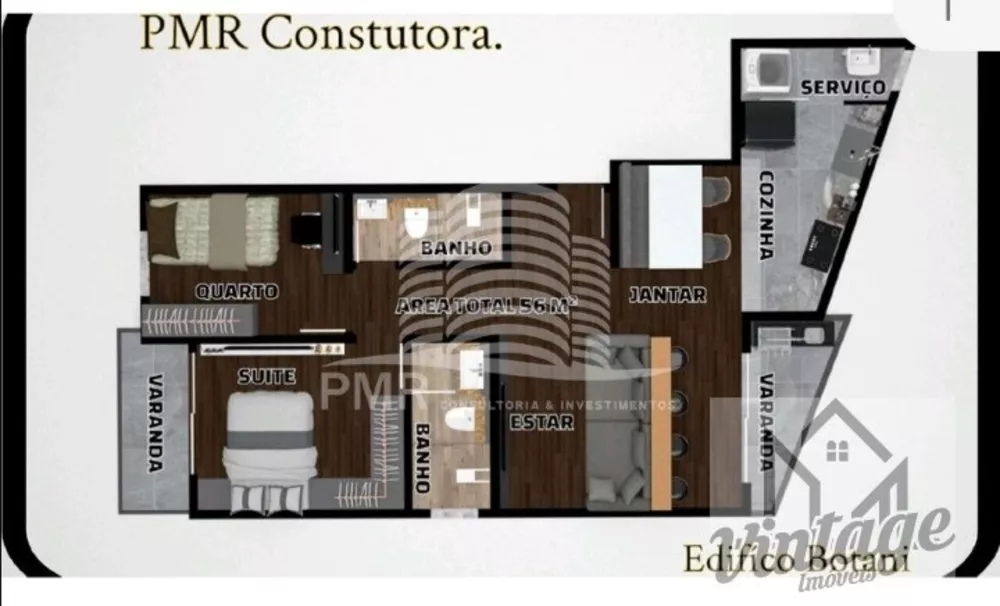 Apartamento à venda com 2 quartos, 56m² - Foto 2