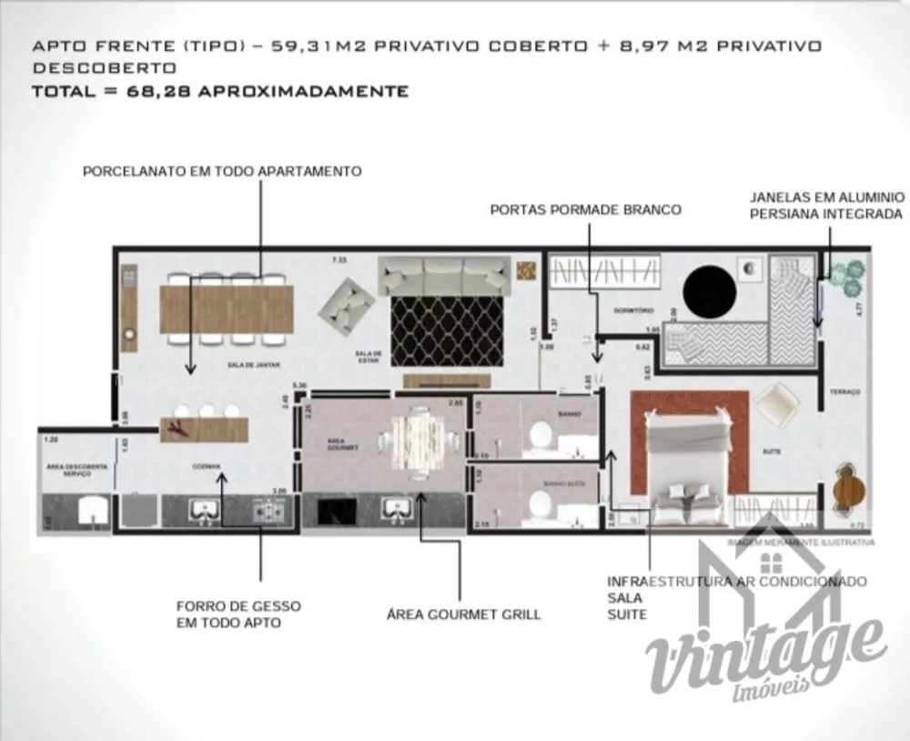 Apartamento à venda com 2 quartos, 68m² - Foto 2