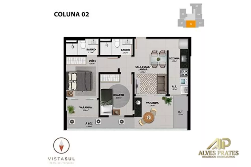 Apartamento, 2 quartos, 60 m² - Foto 2