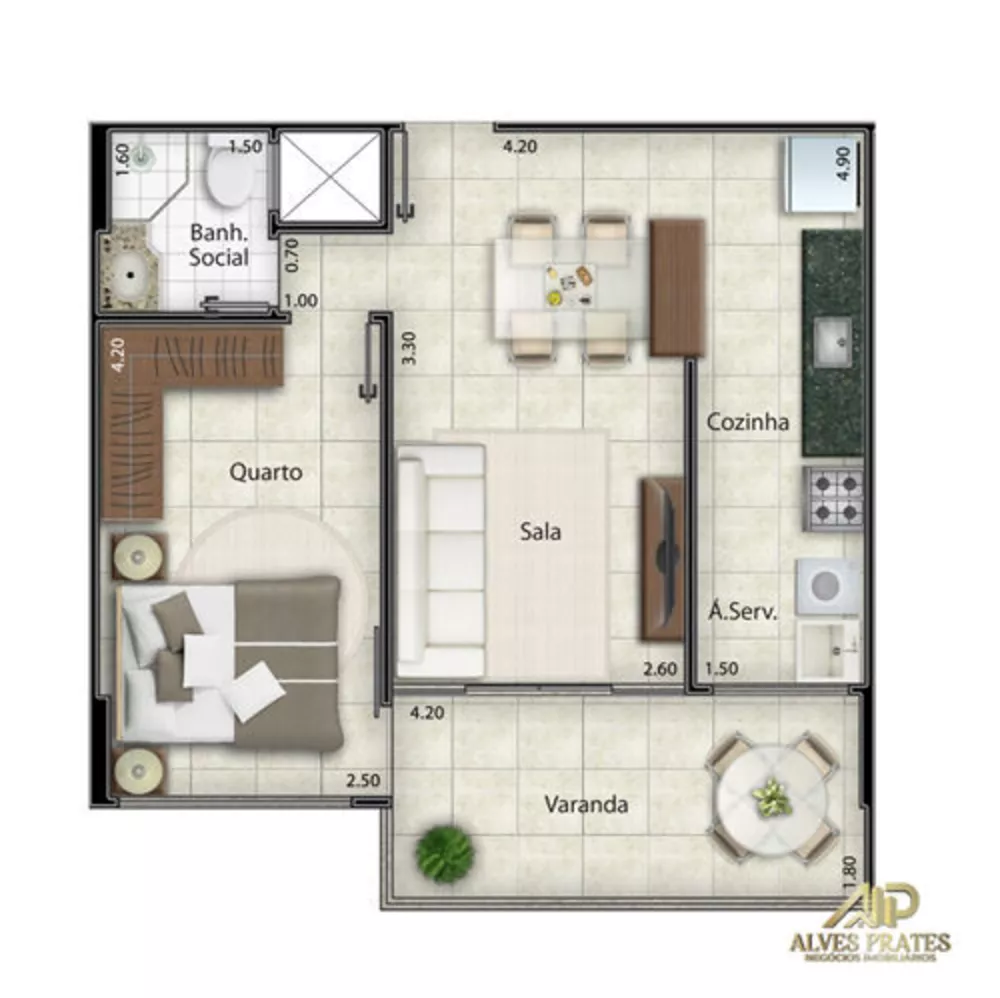 Apartamento, 1 quarto, 50 m² - Foto 2