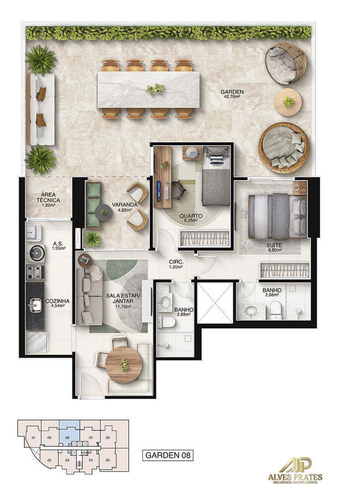 Apartamento, 2 quartos, 56 m² - Foto 2