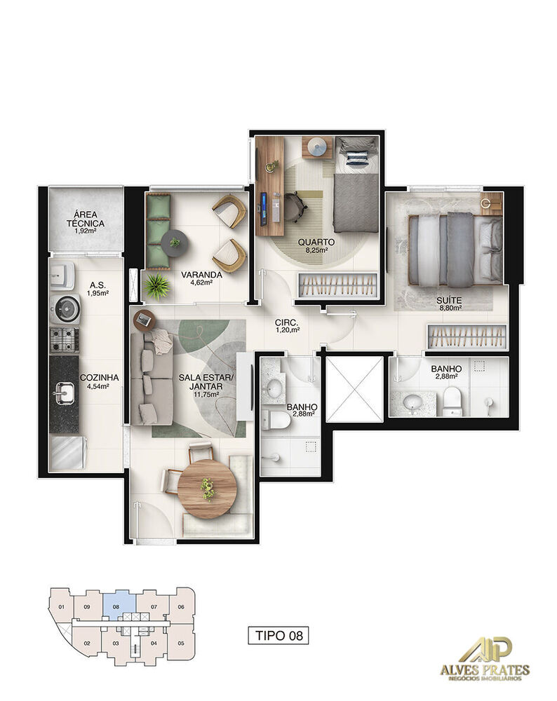 Apartamento, 2 quartos, 56 m² - Foto 6
