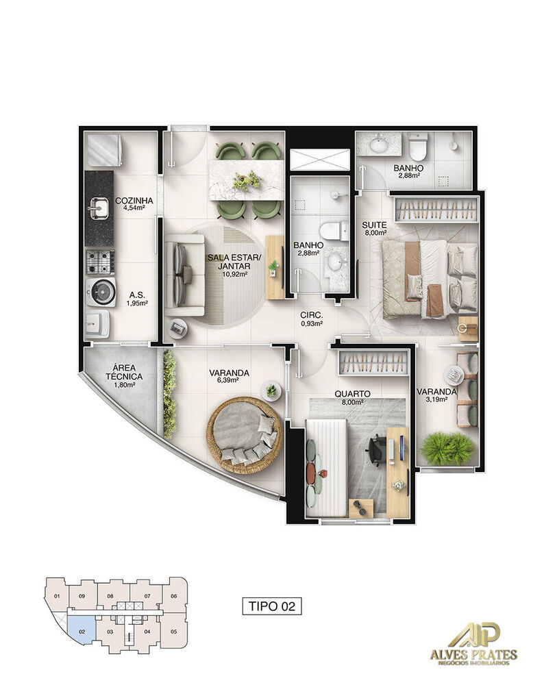 Apartamento, 2 quartos, 56 m² - Foto 3