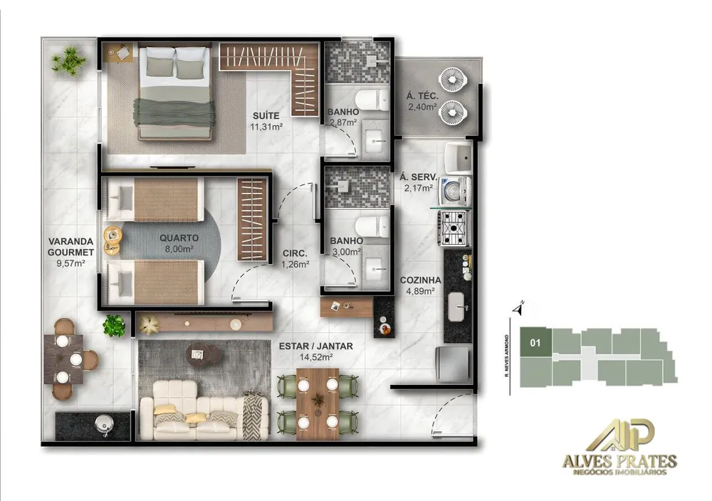Apartamento, 2 quartos, 63 m² - Foto 12
