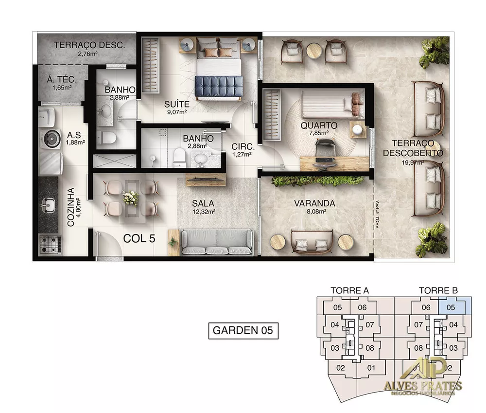 Apartamento, 2 quartos, 59 m² - Foto 1
