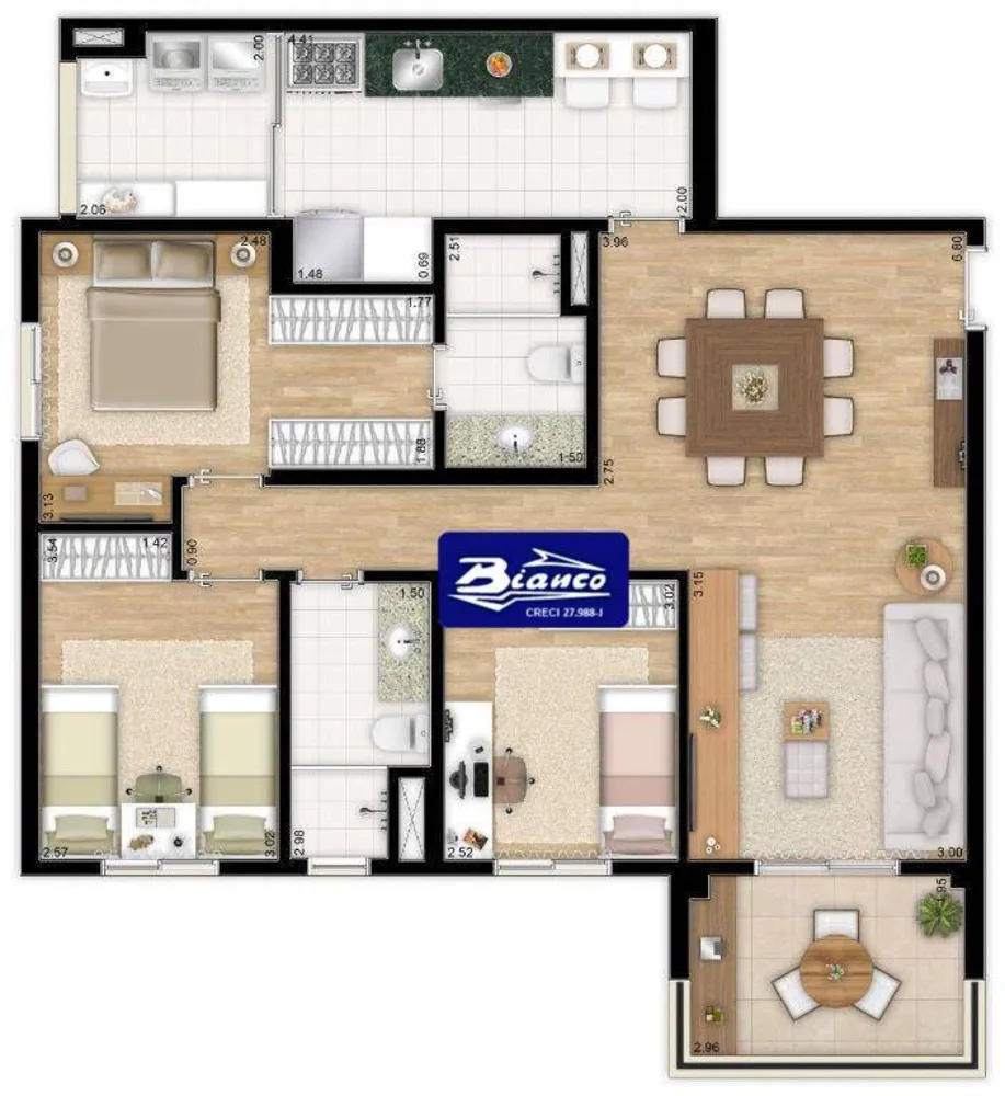 Apartamento, 3 quartos, 96 m² - Foto 1