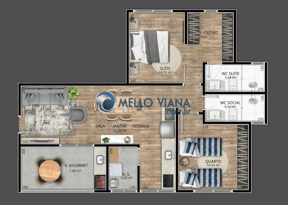 Apartamento, 2 quartos, 69 m² - Foto 3