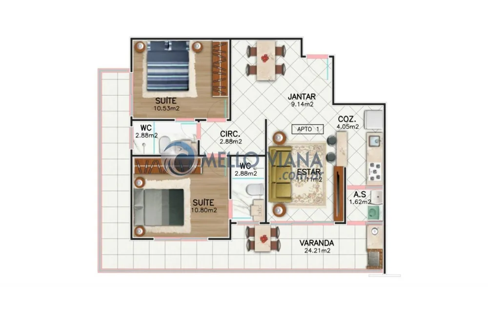 Apartamento, 2 quartos, 78 m² - Foto 2