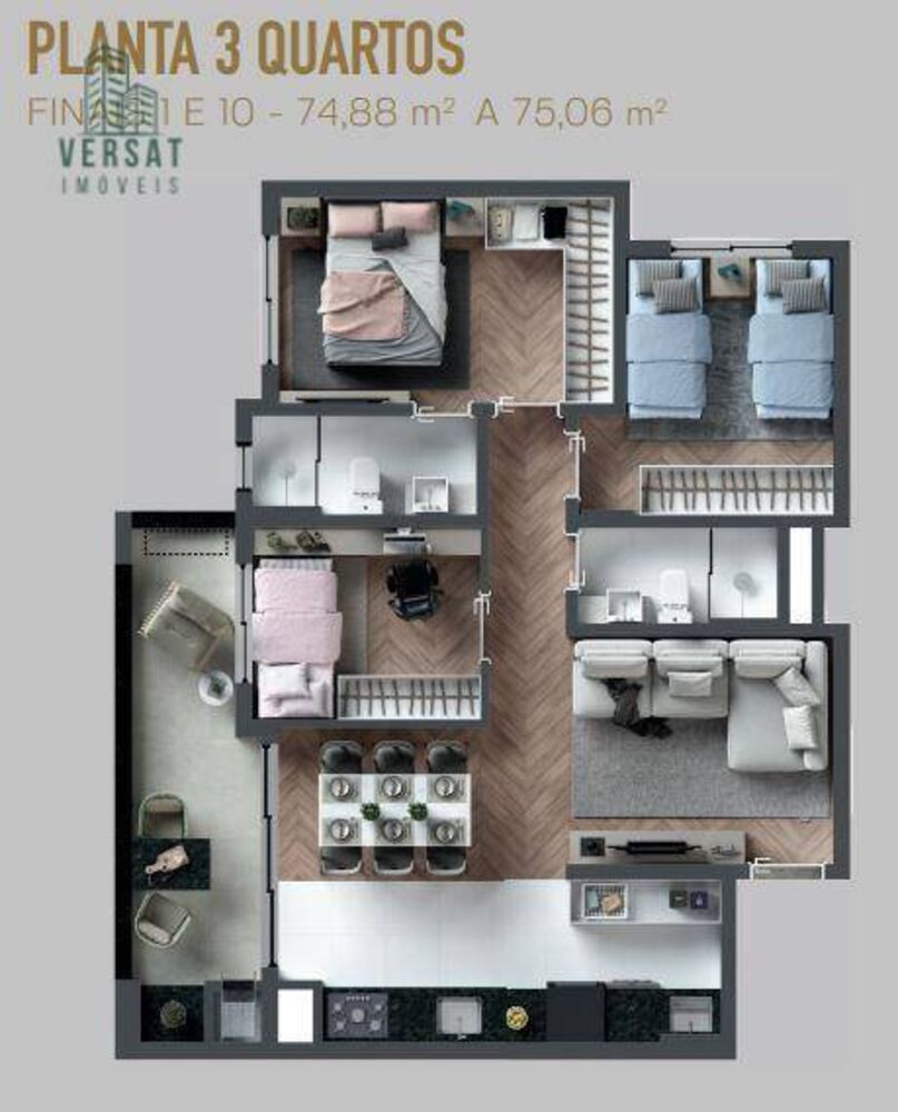 Apartamento, 3 quartos, 75 m² - Foto 4