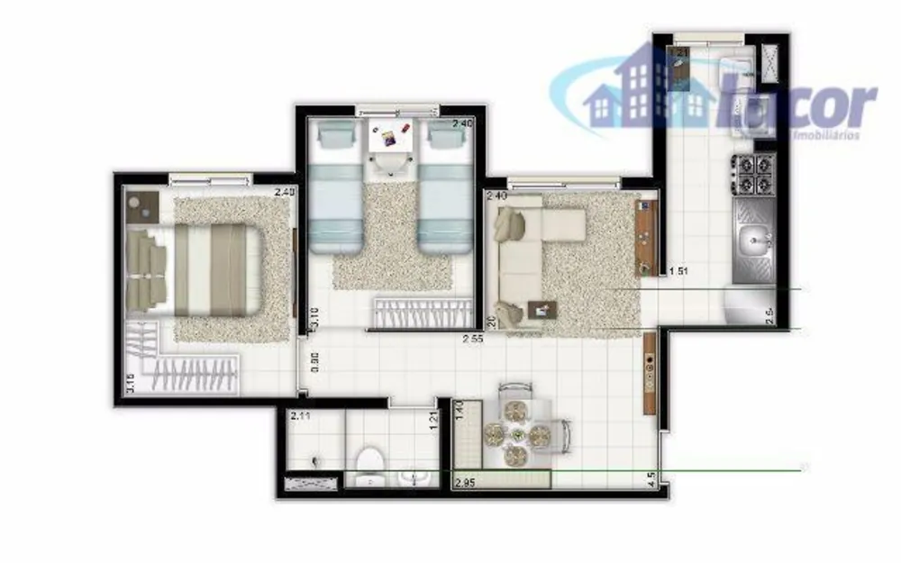 Apartamento, 2 quartos, 45 m² - Foto 1