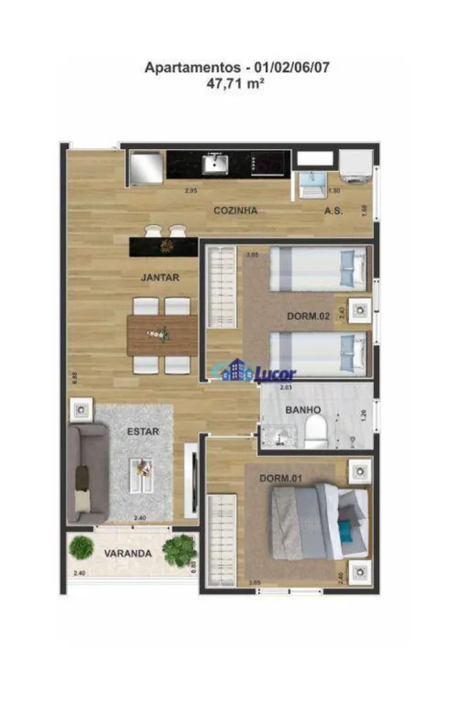 Apartamento, 2 quartos, 47 m² - Foto 2
