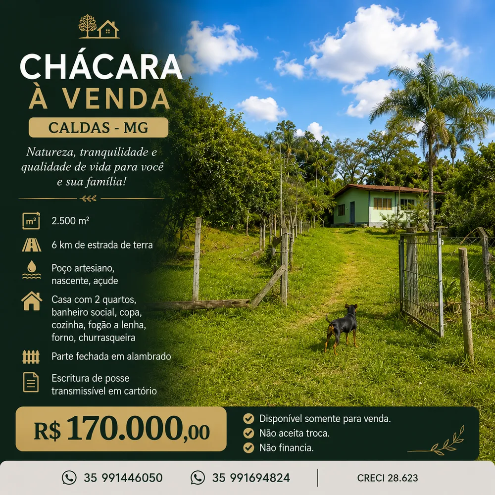 Chácara, 2 quartos, 2500 m² - Foto 1
