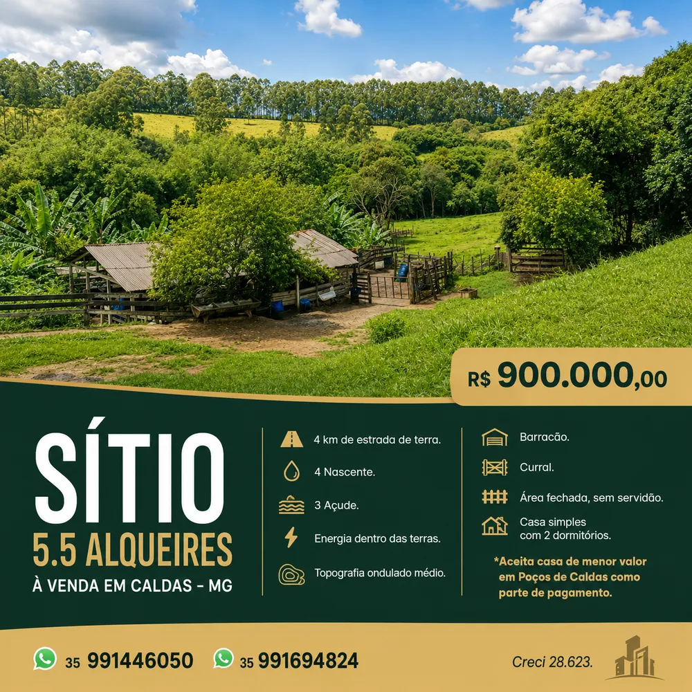 Sítio, 2 quartos, 13 hectares - Foto 1