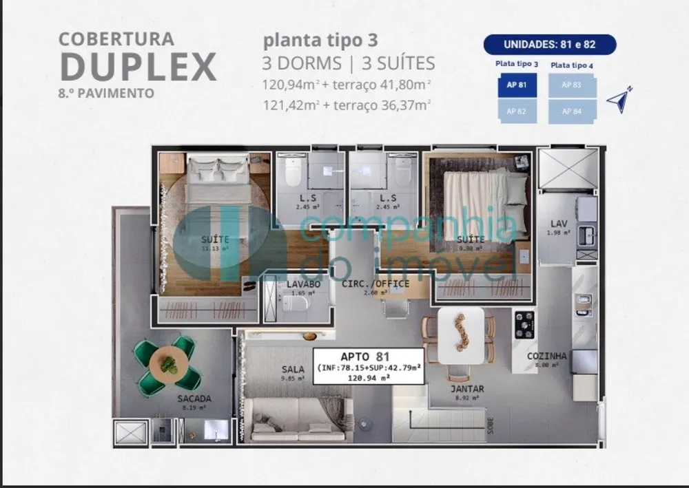 Cobertura, 3 quartos, 141 m² - Foto 8