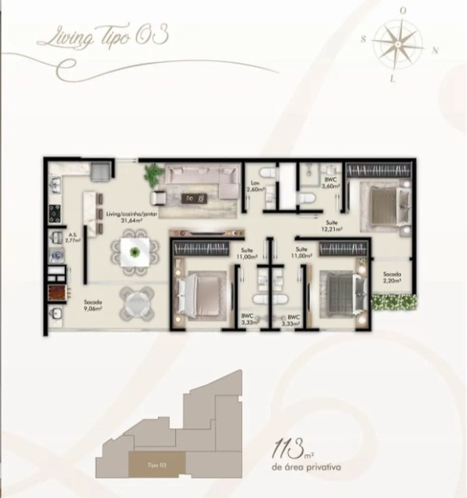 Apartamento, 3 quartos, 113 m² - Foto 4