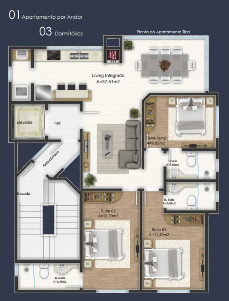 Apartamento, 3 quartos, 94 m² - Foto 1