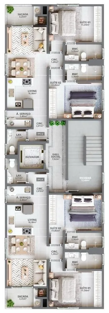 Apartamento, 2 quartos, 71 m² - Foto 3