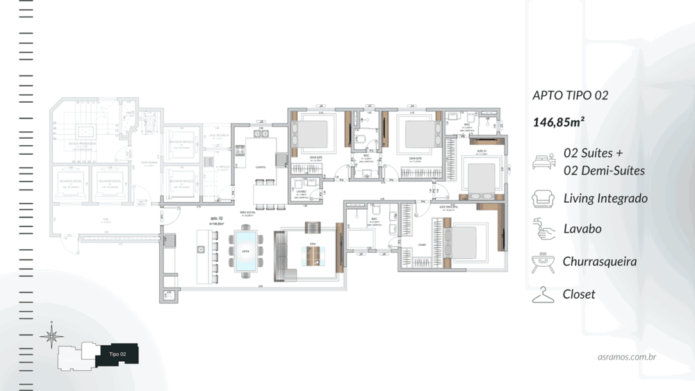 Apartamento, 4 quartos, 146 m² - Foto 1