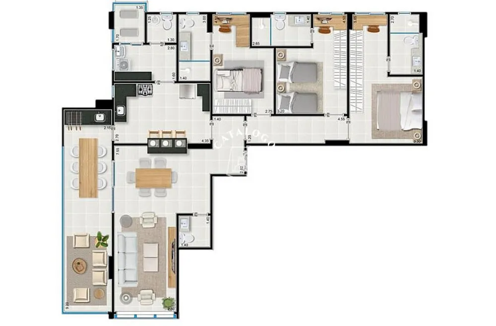 Apartamento, 3 quartos, 144 m² - Foto 2