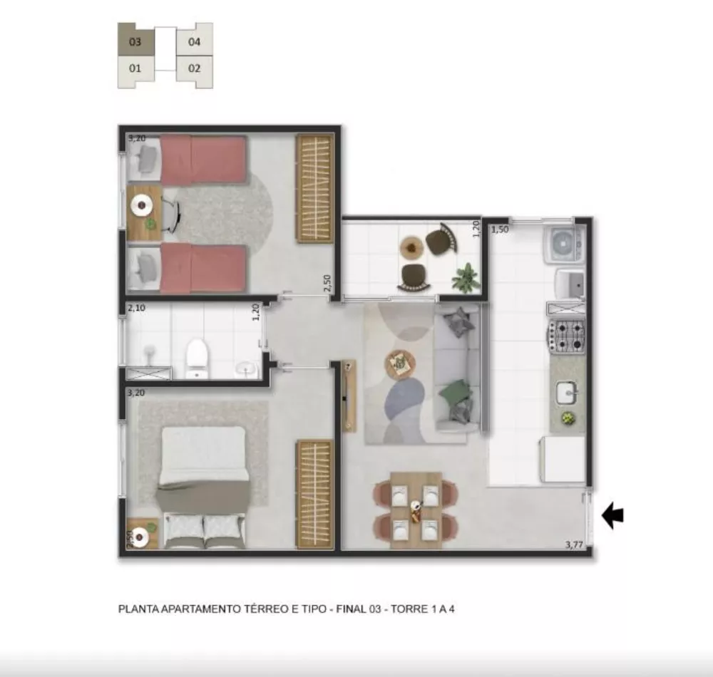 Apartamento, 2 quartos, 44 m² - Foto 4