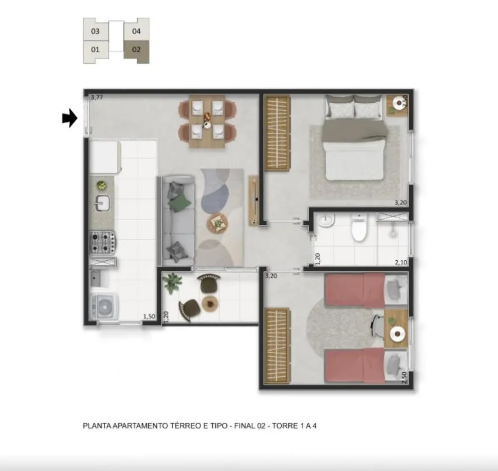 Apartamento, 2 quartos, 44 m² - Foto 18