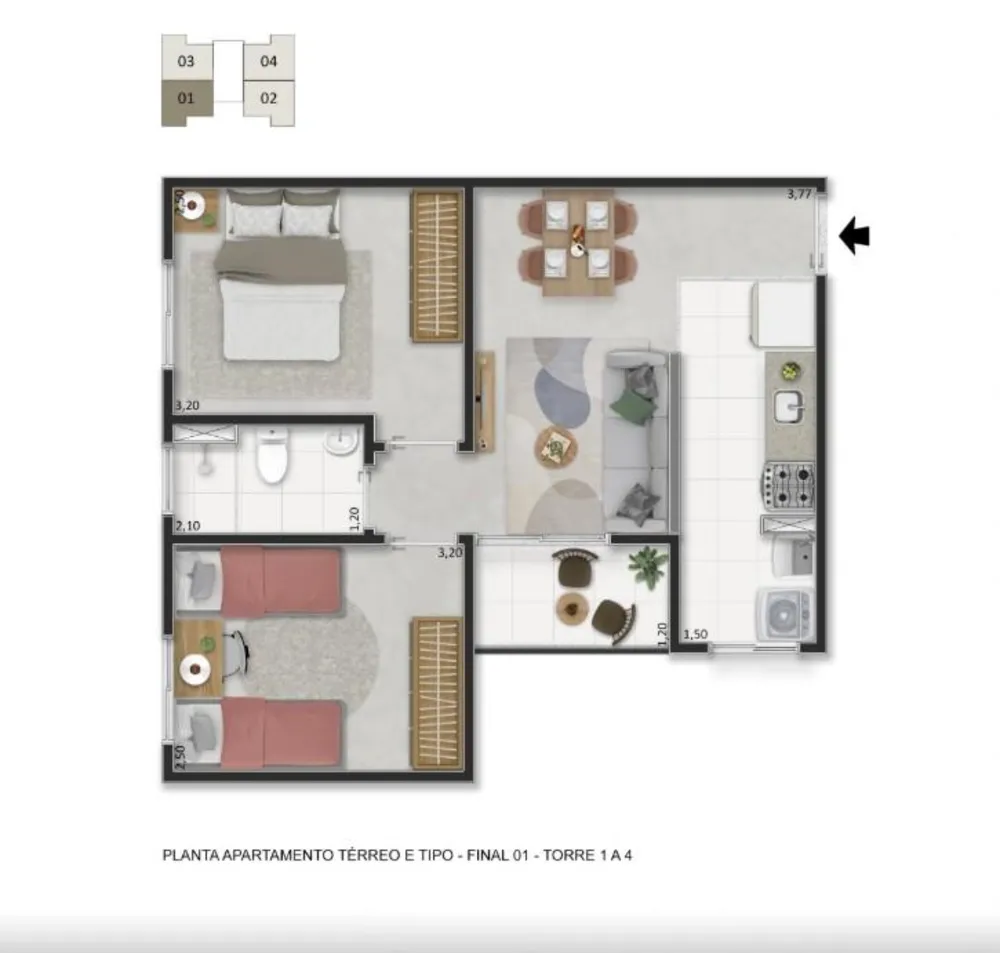 Apartamento, 2 quartos, 44 m² - Foto 19