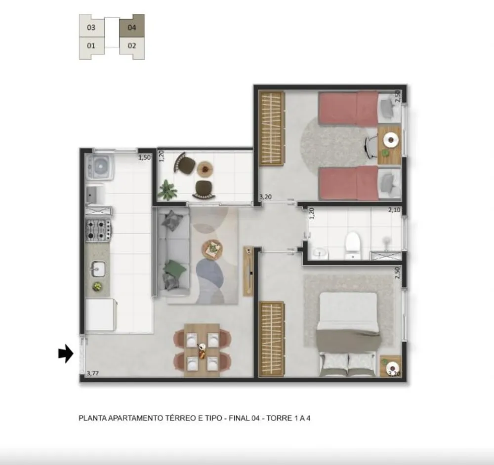 Apartamento, 2 quartos, 44 m² - Foto 16