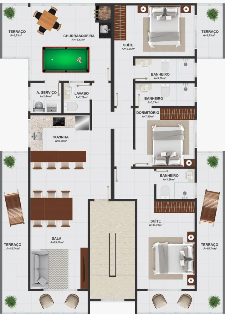 Cobertura, 3 quartos, 153 m² - Foto 2
