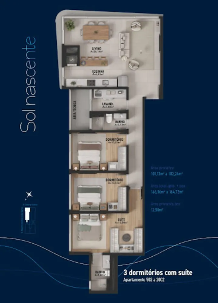 Apartamento, 3 quartos, 101 m² - Foto 1