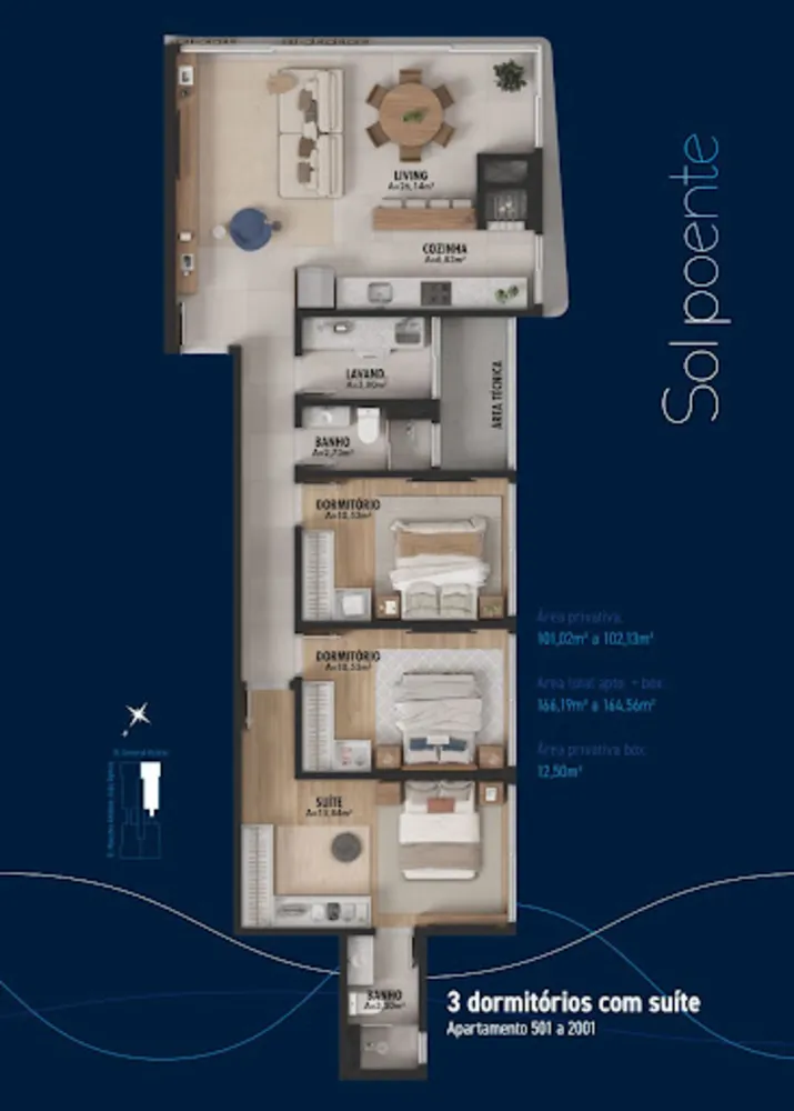 Apartamento, 3 quartos, 102 m² - Foto 2
