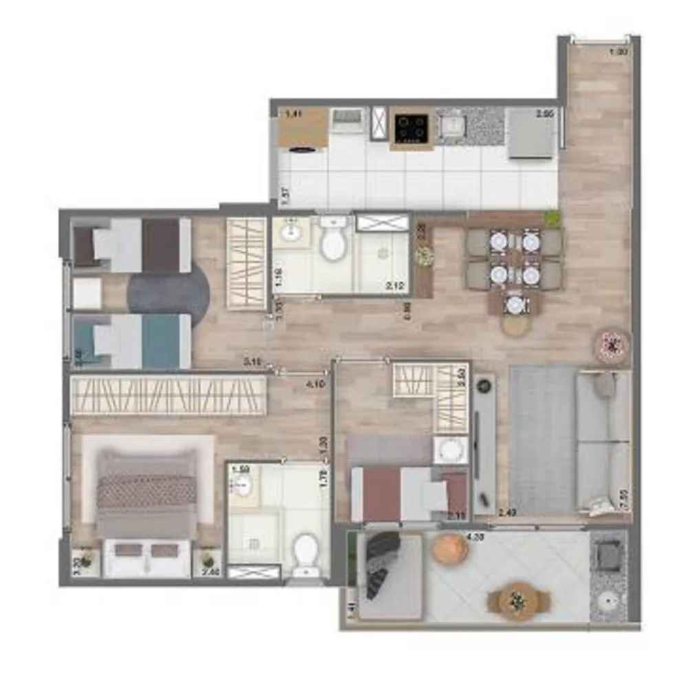 Apartamento, 3 quartos, 69 m² - Foto 7