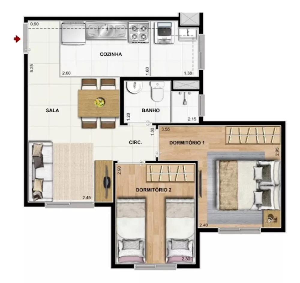 Apartamento, 2 quartos, 41 m² - Foto 1