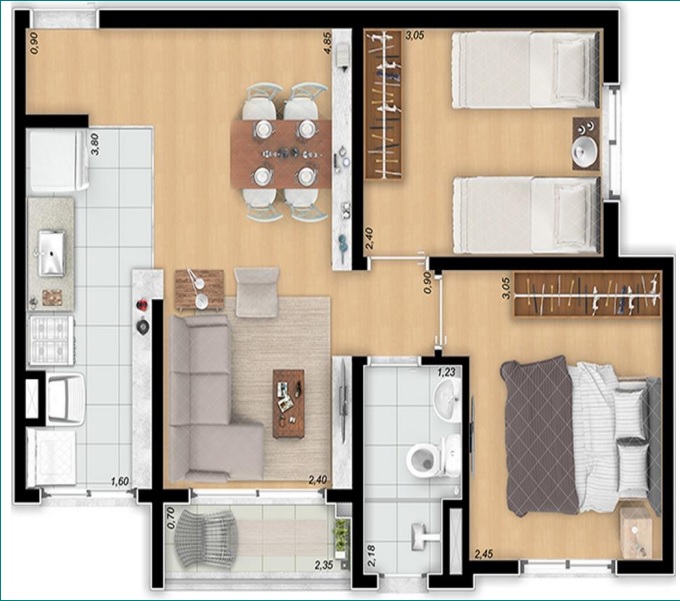 Apartamento à venda com 2 quartos, 47m² - Foto 2