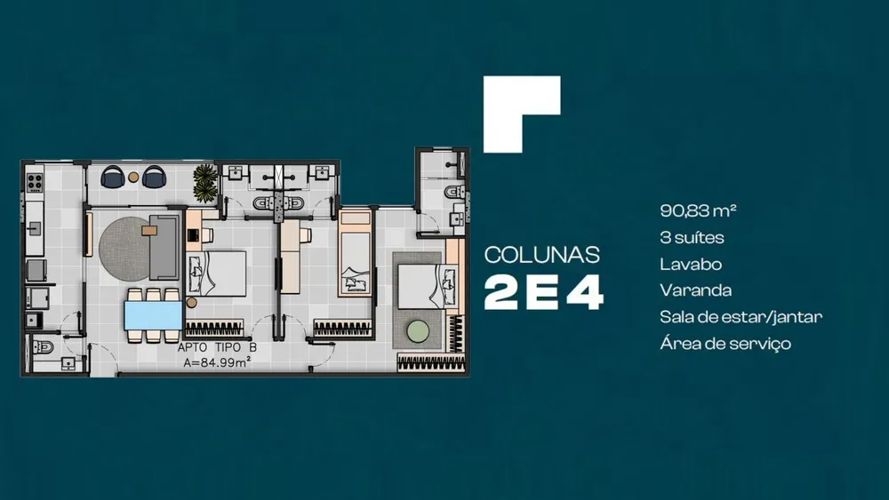 Apartamento, 3 quartos, 91 m² - Foto 3
